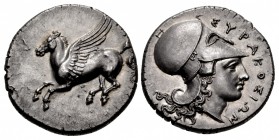 SICILY, Syracuse. Timoleon and the Third Democracy. 344-317 BC. AR Stater (21.5mm, 8.53 g, 8h). Struck under Timoleon, 344-339/8.