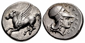 SICILY, Syracuse. Timoleon and the Third Democracy. 344-317 BC. AR Stater (21.5mm, 8.65 g, 1h). Struck under Timoleon, 344-339/8.