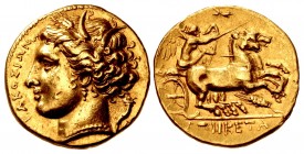 SICILY, Syracuse. Hiketas II. 287-278 BC. AV Drachm (15.5mm, 4.24 g, 1h). Struck circa 279/8 BC.