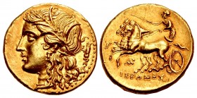 SICILY, Syracuse. Hieron II. 275-215 BC. AV Drachm – Hemistater (16.5mm, 4.25 g, 12h). Struck 218/7-215 BC.