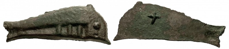 SKYTHIA, Olbia. Circa 437-410 BC. Cast Æ (92.5mm, 86.79 g, 12h). Dolphin right /...
