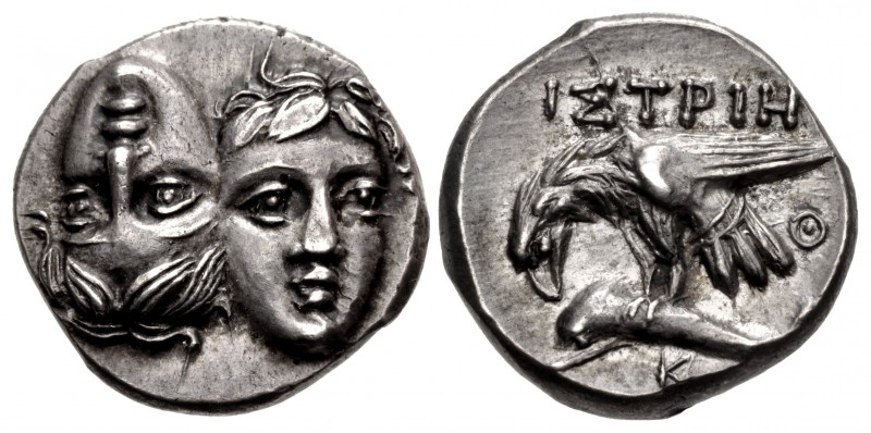 MOESIA, Istros. Circa 340/30-313 BC. AR Drachm (18mm, 5.91 g). Facing male heads...