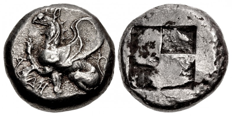 THRACE, Abdera. Circa 500-475 BC. AR Oktadrachm (27mm, 29.80 g). Griffin seated ...