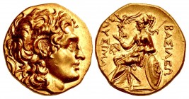 KINGS of THRACE, Macedonian. Lysimachos. 305-281 BC. AV Stater (18mm, 8.53 g, 12h). Uncertain mint. Struck 3rd century BC.