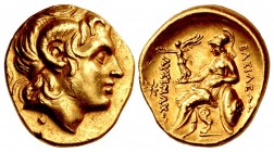 KINGS of THRACE, Macedonian. Lysimachos. 305-281 BC. AV Stater (18mm, 8.51 g, 12h). Uncertain mint. Struck 3rd century BC.