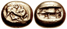 THRACO-MACEDONIAN REGION, Uncertain (Ennea-Hodoi?). Late 6th-early 5th centuries BC. EL Stater (20mm, 13.94 g). Lydo-Milesian standard.