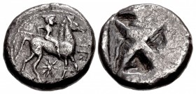 MACEDON, Potidaia. Circa 525-500 BC. AR Tetradrachm (25mm, 16.59 g).