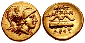 KINGS of MACEDON. temp. Alexander III – Philip III. Circa 325-319 BC. AV Quarter Stater (11mm, 2.15 g, 3h). In the name of Alexander III. Amphipolis m...