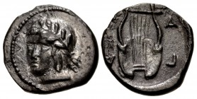 THESSALY, Pagasai. Mid 4th century BC. AR Obol (11mm, 0.81 g, 3h).