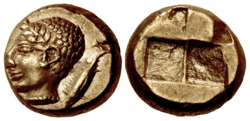 MYSIA, Kyzikos. Circa 550-450 BC. EL Hemihekte – Twelfth Stater (8mm, 1.35 g). H...