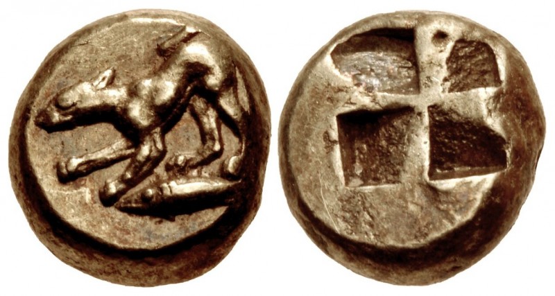 MYSIA, Kyzikos. Circa 550-450 BC. EL Hemihekte – Twelfth Stater (7mm, 1.39 g). W...