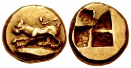 MYSIA, Kyzikos. Circa 550-450 BC. EL Hemihekte – Twelfth Stater (8.5mm, 1.31 g).