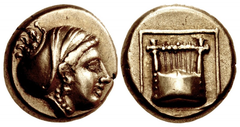 LESBOS, Mytilene. Circa 412-378 BC. EL Hekte – Sixth Stater (11mm, 2.52 g, 6h). ...