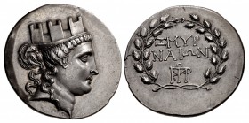 IONIA, Smyrna. Circa 150-143 BC. AR Tetradrachm (33mm, 16.65 g, 12h). Stephanophoric type. Menekrates, magistrate.