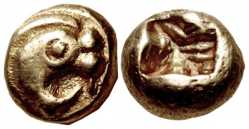 IONIA, Uncertain. Circa 600-550 BC. EL Hemihekte – Twelfth Stater (7mm, 1.14 g)....