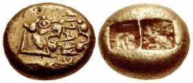 KINGS of LYDIA. temp. Ardys – Alyattes. Circa 630s-564/53 BC. EL Trite – Third Stater (13mm, 4.73 g). Sardes mint.