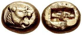 KINGS of LYDIA. temp. Alyattes – Kroisos. Circa 620/10-550/39 BC. EL Trite – Third Stater (12.5mm, 4.74 g). Sardes mint.