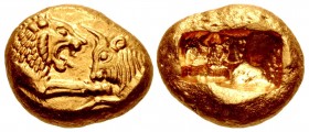 KINGS of LYDIA. Kroisos. Circa 564/53-550/39 BC. AV Stater (15.5mm, 8.08 g). Light standard. Sardes mint.