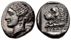 CARIA, Knidos. Circa 395-380 BC. AR Tetradrachm (22mm, 14.62 g, 11h). Eudoros, magistrate.