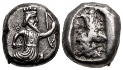 PERSIA, Achaemenid Empire. temp. Artaxerxes II to Artaxerxes III. Circa 375-340 BC. AR Siglos (13mm, 5.48 g). Lydo-Milesian standard. Sardes mint.