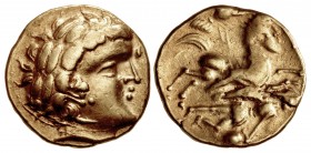 GAUL, Southern. Cenomani. 2nd century BC. AV Stater (19.5mm, 7.60 g, 12h). Imitating Philip II of Macedon.