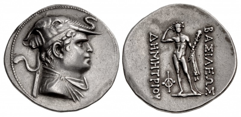 BAKTRIA, Greco-Baktrian Kingdom. Demetrios I Aniketos. Circa 200-185 BC. AR Tetr...