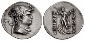 BAKTRIA, Greco-Baktrian Kingdom. Demetrios I Aniketos. Circa 200-185 BC. AR Tetradrachm (35.5mm, 17.01 g, 12h).