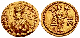 INDIA, Kushan Empire. Huvishka. Circa AD 151-190. AV Dinar (21mm, 7.97 g, 12h). Main mint in Baktria (Balkh?). Late phase.