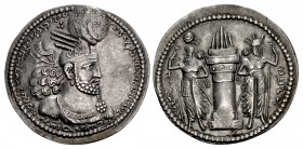 SASANIAN KINGS. Vahrām (Bahram) II. AD 276-293. AR Drachm (26mm, 4.29 g, 3h). Style B. Hamadan mint. Phase I.