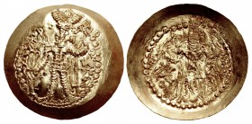KUSHANO-SASANIANS. Vahrām (Bahram) I. Circa AD 330-365. AV Dinar (36mm, 7.78 g, 11h). Boxlo (Balkh) mint. Struck under Kidarite king Kidara, circa AD ...