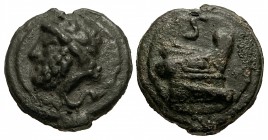 Anonymous. Circa 225-217 BC. Æ Aes Grave Semis (52mm, 147.8 g, 12h). Prow right, libral cast series. Rome mint.