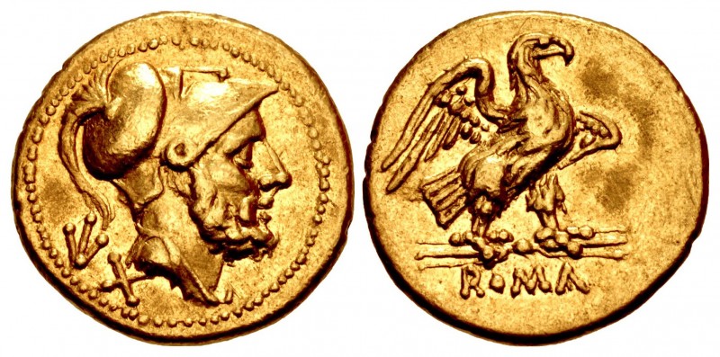 Anonymous. 211-208 BC. AV 60 Asses (15mm, 3.36 g, 5h). Rome mint. Bearded head o...