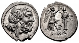 Anonymous. 211-208 BC. AR Victoriatus (17mm, 3.31 g, 8h). VB series. Uncertain mint.