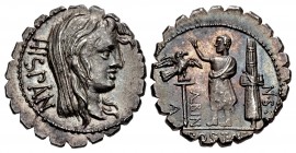 A. Postumius A.f. Sp.n. Albinus. 81 BC. AR Serrate Denarius (19mm, 3.90 g, 5h). Rome mint.
