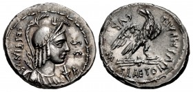 M. Plaetorius M.f. Cestianus. 57 BC. AR Denarius (20mm, 3.89 g, 4h). Rome mint.