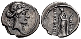 Q. Pomponius Musa. 56 BC. AR Denarius (18mm, 3.60 g, 10h). Rome mint.