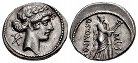 Q. Pomponius Musa. 56 BC. AR Denarius (18mm, 3.84 g, 12h). Rome mint.