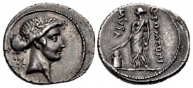 Q. Pomponius Musa. 56 BC. AR Denarius (19.5mm, 3.42 g, 6h). Rome mint.