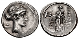 Q. Pomponius Musa. 56 BC. AR Denarius (18mm, 3.84 g, 2h). Rome mint.