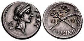 Moneyer issues of Imperatorial Rome. Q. Sicinius. Early 49 BC. AR Denarius (17mm, 3.98 g, 9h). Rome mint.