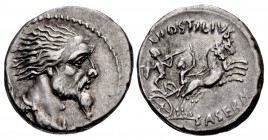Moneyer issues of Imperatorial Rome. L. Hostilius Saserna. 48 BC. AR Denarius (17.5mm, 3.97 g, 6h). Rome mint.