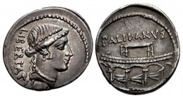 Moneyer issues of Imperatorial Rome. Lollius Palicanus. 45 BC. AR Denarius (19mm, 3.73 g, 10h). Rome mint.