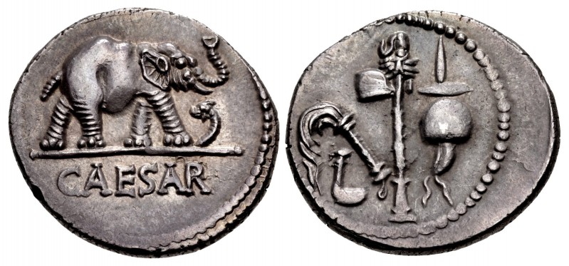 The Caesarians. Julius Caesar. April-August 49 BC. AR Denarius (19mm, 3.89 g, 11...