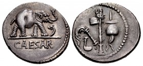 The Caesarians. Julius Caesar. April-August 49 BC. AR Denarius (19mm, 3.89 g, 11h). Military mint traveling with Caesar.