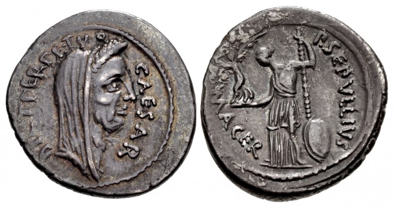 The Caesarians. Julius Caesar. February-March 44 BC. AR Denarius (19mm, 4.12 g, ...