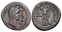 The Caesarians. Julius Caesar. February-March 44 BC. AR Denarius (19mm, 4.12 g, 12h). Lifetime issue. Rome mint; P. Sepullius Macer, moneyer.