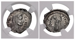 The Caesarians. Julius Caesar. February-March 44 BC. AR Denarius (20mm, 3.31 g, 8h). Lifetime issue. Rome mint; P. Sepullius Macer, moneyer.