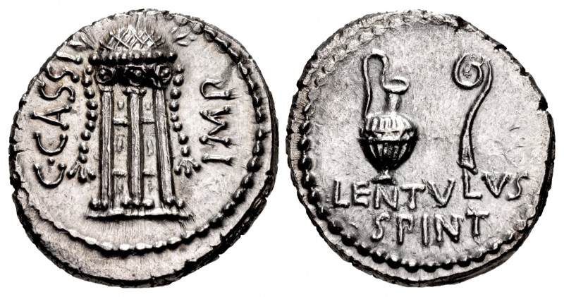 The Republicans. C. Cassius Longinus. Spring 42 BC. AR Denarius (17mm, 3.84 g, 6...