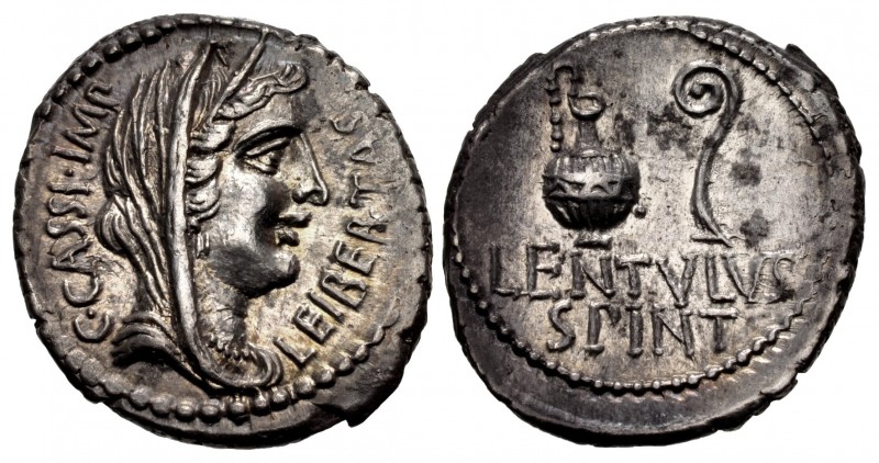 The Republicans. C. Cassius Longinus. Spring 42 BC. AR Denarius (17.5mm, 4.07 g,...