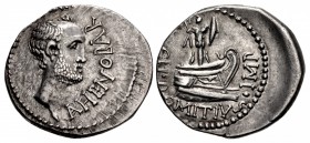 The Republicans. Cn. Domitius L.f. Ahenobarbus. 41-40 BC. AR Denarius (20mm, 3.82 g, 7h). Uncertain mint in the region of the Adriatic or Ionian Sea.